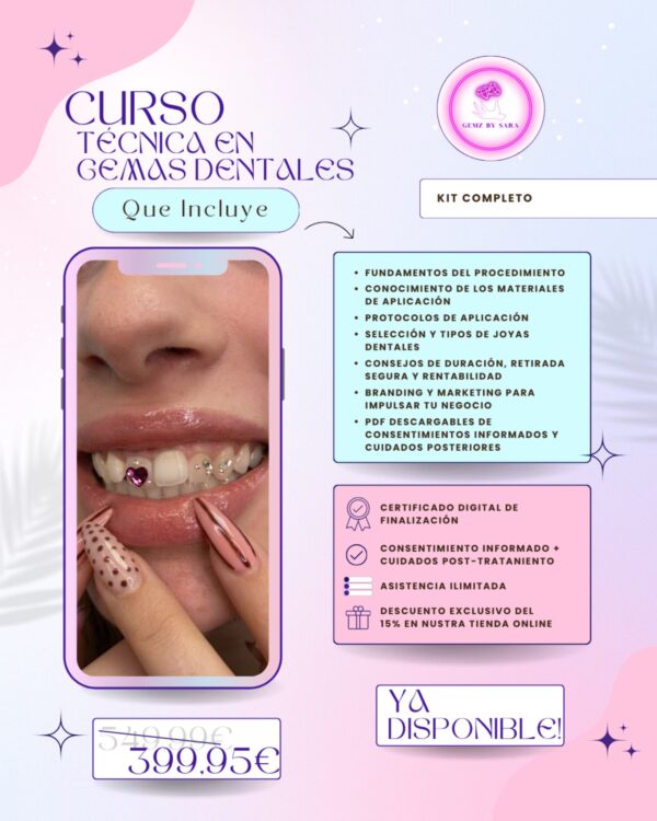 Curso de Gemas Dentales + Kit Completo Profesional | Formación Online + Material Avanzado + Certificado