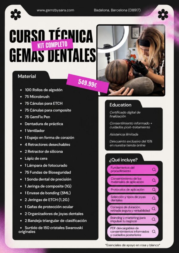 Curso de Gemas Dentales + Kit Completo Profesional | Formación Online + Material Avanzado + Certificado